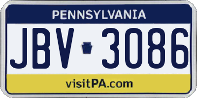 PA license plate JBV3086