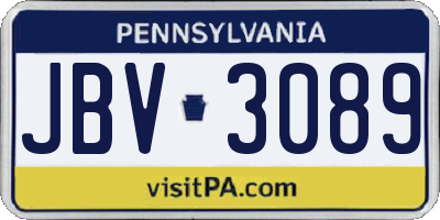 PA license plate JBV3089
