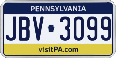 PA license plate JBV3099