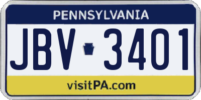 PA license plate JBV3401