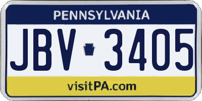 PA license plate JBV3405
