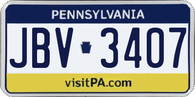 PA license plate JBV3407