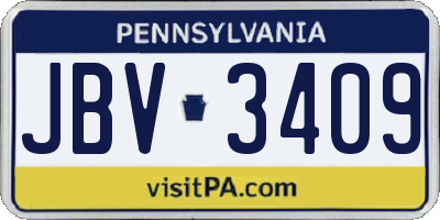 PA license plate JBV3409