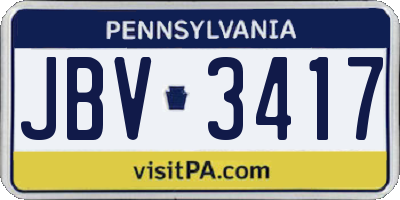 PA license plate JBV3417