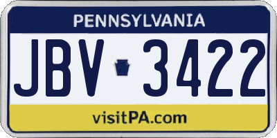 PA license plate JBV3422