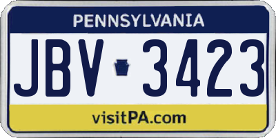 PA license plate JBV3423