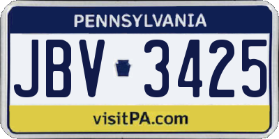 PA license plate JBV3425