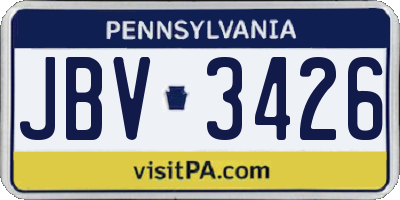 PA license plate JBV3426