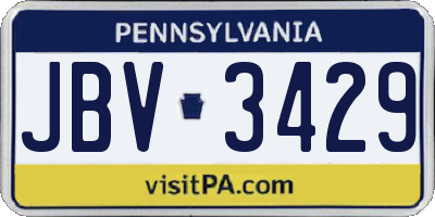 PA license plate JBV3429