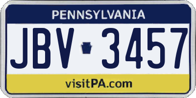 PA license plate JBV3457