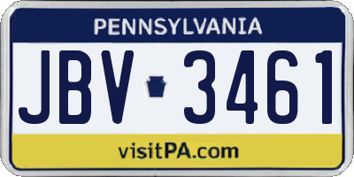 PA license plate JBV3461
