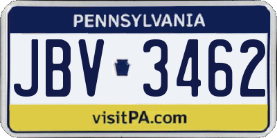 PA license plate JBV3462