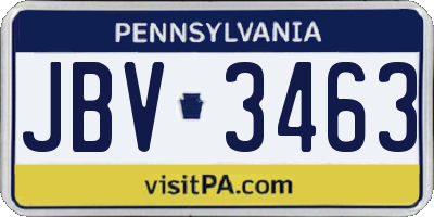 PA license plate JBV3463