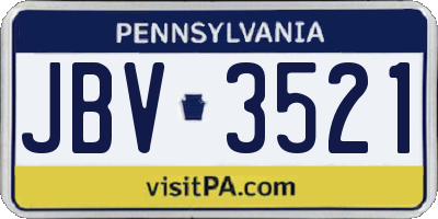 PA license plate JBV3521