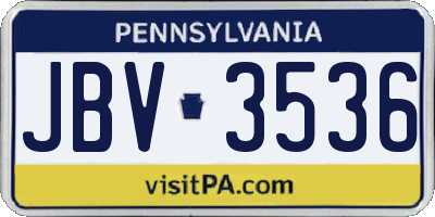 PA license plate JBV3536