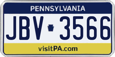 PA license plate JBV3566