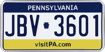 PA license plate JBV3601