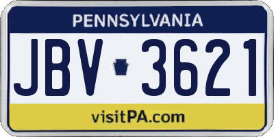PA license plate JBV3621