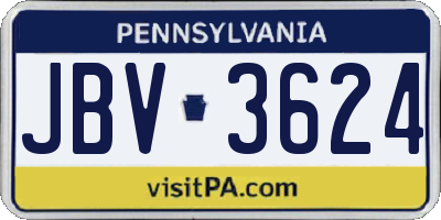 PA license plate JBV3624