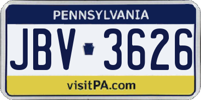 PA license plate JBV3626