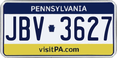 PA license plate JBV3627