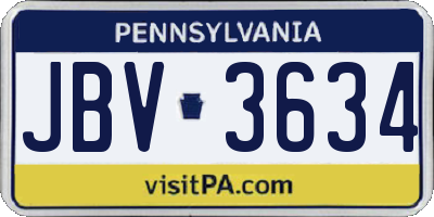 PA license plate JBV3634