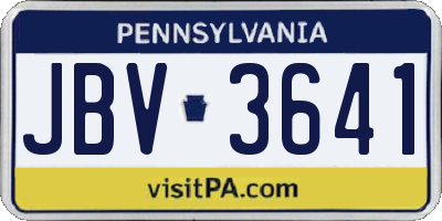 PA license plate JBV3641