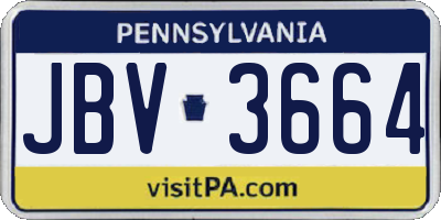 PA license plate JBV3664