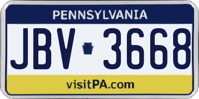 PA license plate JBV3668