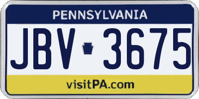 PA license plate JBV3675