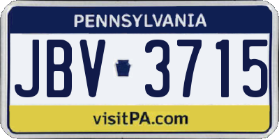 PA license plate JBV3715