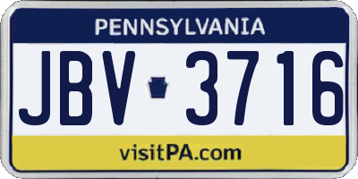 PA license plate JBV3716