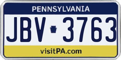 PA license plate JBV3763
