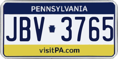 PA license plate JBV3765