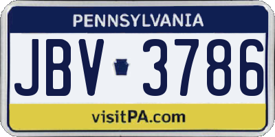 PA license plate JBV3786