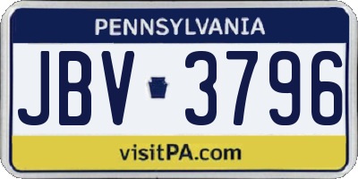 PA license plate JBV3796