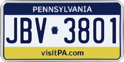 PA license plate JBV3801
