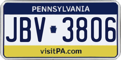 PA license plate JBV3806