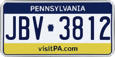 PA license plate JBV3812