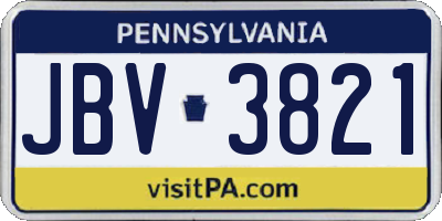 PA license plate JBV3821