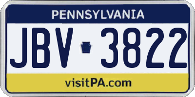 PA license plate JBV3822