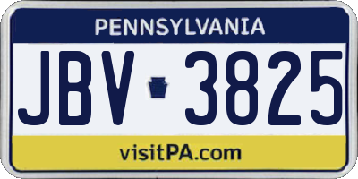 PA license plate JBV3825