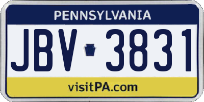 PA license plate JBV3831