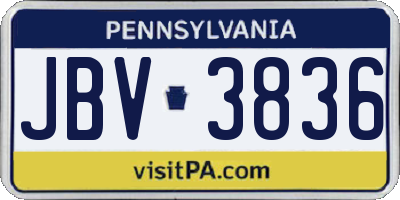 PA license plate JBV3836