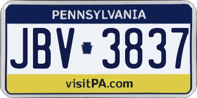 PA license plate JBV3837
