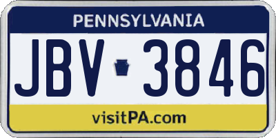 PA license plate JBV3846