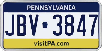 PA license plate JBV3847