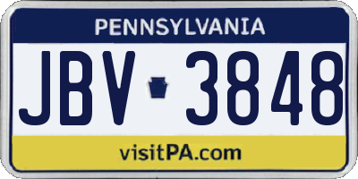 PA license plate JBV3848