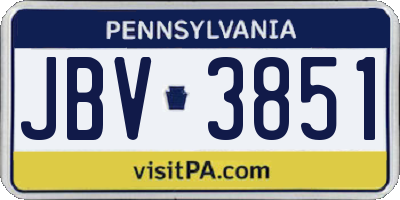 PA license plate JBV3851