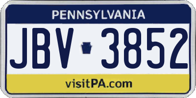 PA license plate JBV3852